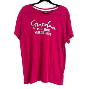 Celebrate Mothers Day Grandma Lounge Top Short Sleeve Magenta Size XXL